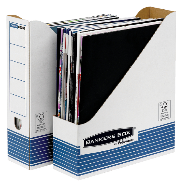 Tijdschriftcassette Bankers Box System A4  wit blauw Tijdschriftcassette Bankers Box System A4  wit blauw
