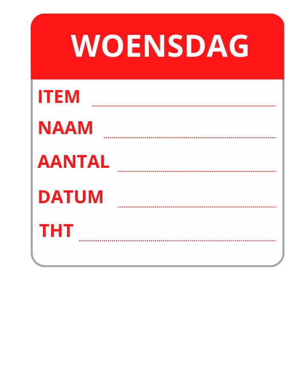 Labellord PL Daglabel Etiket Woensdag 50x50 mm Flush 250st