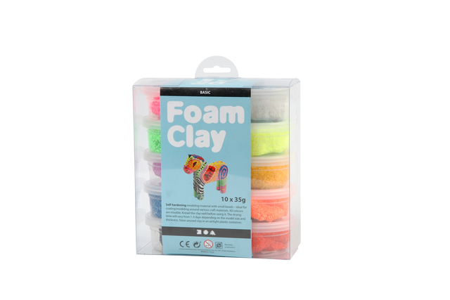 Klei Foam Clay basic 10 x 35gr 10 kleuren Klei Foam Clay basic 10 x 35gr 10 kleuren