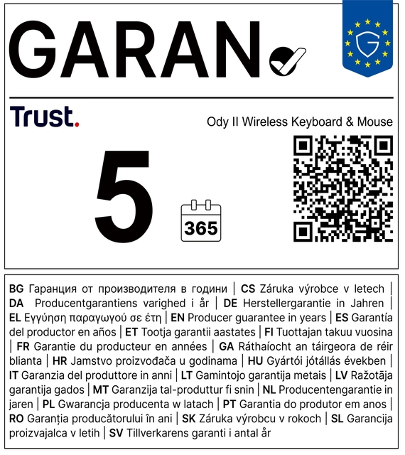 Draadloos toetsenbord, Muis, 5 jaar garantie