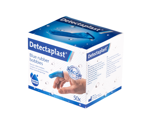 Vingerlingen Detectaplast rubber blauw 50 stuks Vingerlingen Detectaplast rubber blauw 50 stuks