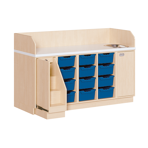 Commode, vier rijen plus wastafel