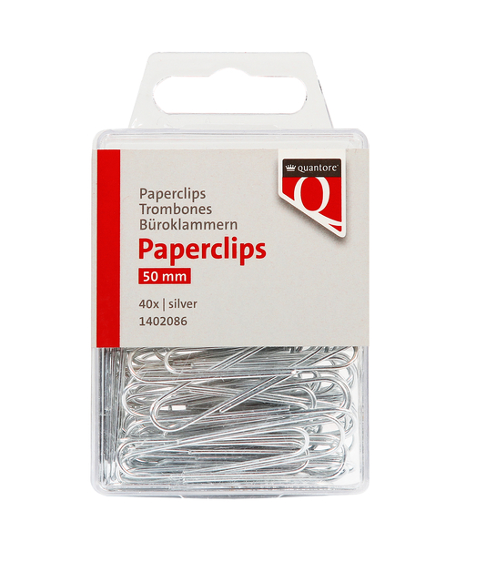 Paperclip Quantore 50mm rond 40 stuks zilver Paperclip Quantore 50mm rond 40 stuks zilver