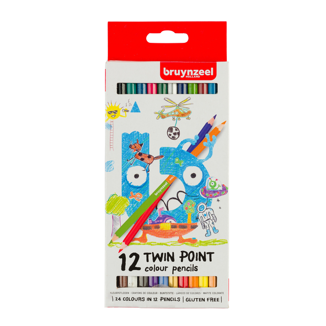 Kleurpotlood Bruynzeel Kids Twin Point blister à 12 stuks assorti Kleurpotlood Bruynzeel Kids Twin Point blister à 12 stuks assorti