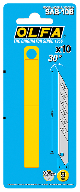 Reservemes Olfa SAB blister à 10 stuks Reservemes Olfa SAB blister à 10 stuks
