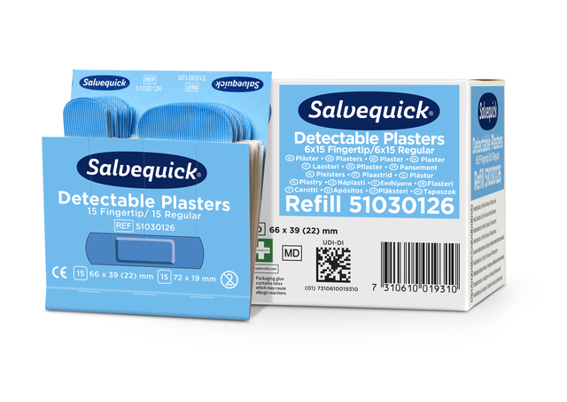 Pleisters Salvequick blauw detectabel mix 6x 30 stuks Pleisters Salvequick blauw detectabel mix 6x 30 stuks