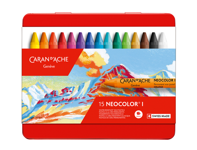 Waskrijt Caran d'Ache neocolor-I 15 stuks assorti Waskrijt Caran d'Ache neocolor-I 15 stuks assorti