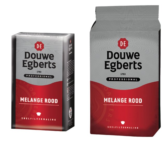 Koffie Douwe Egberts snelfiltermaling Melange Rood 1kg Koffie Douwe Egberts snelfiltermaling Melange Rood 1kg