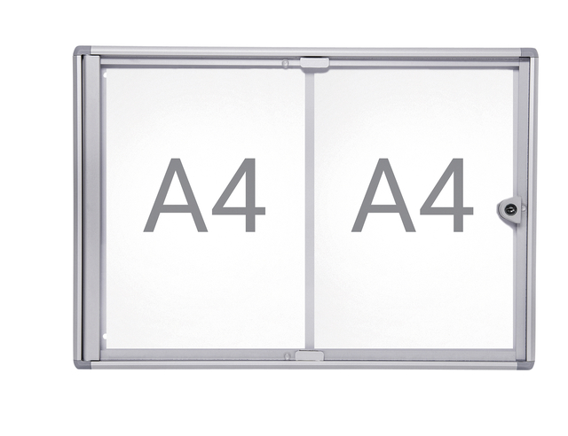 Binnenvitrine wand MAULextraslim whiteboard 2xA4 met slot Binnenvitrine wand MAULextraslim whiteboard 2xA4 met slot