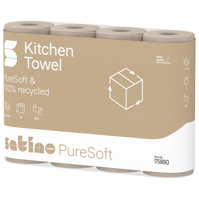 Keukendoek, PureSoft, gerecycled, 3-laags, 64 vellen