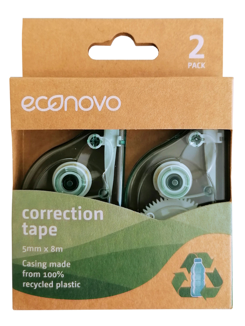 Correctietape Econovo 5mmx8m blister à 2 stuks Correctietape Econovo 5mmx8m blister à 2 stuks