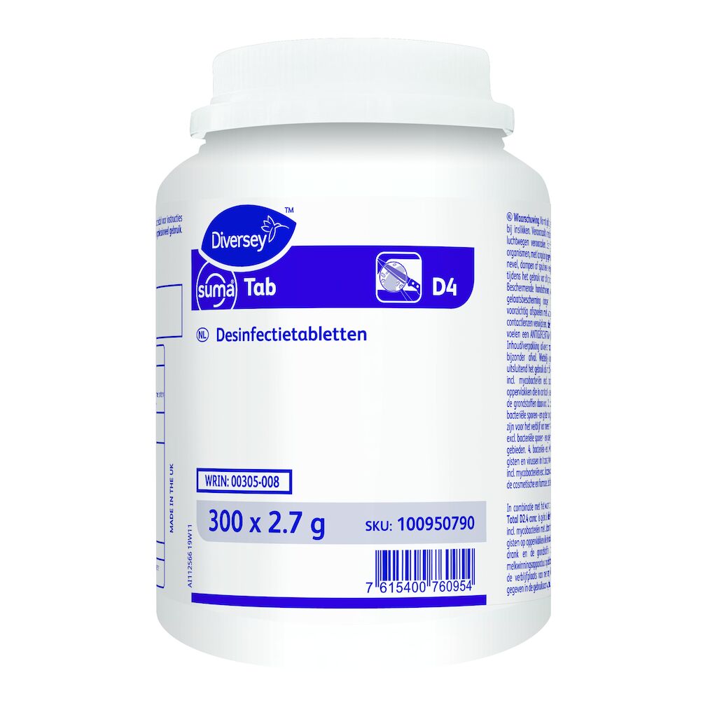 Diversey Suma Tab D4 Desinfectietabletten pot van 300 tabs