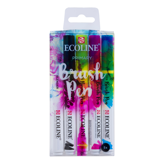 Brushpen Talens Ecoline set à 5 stuks primair