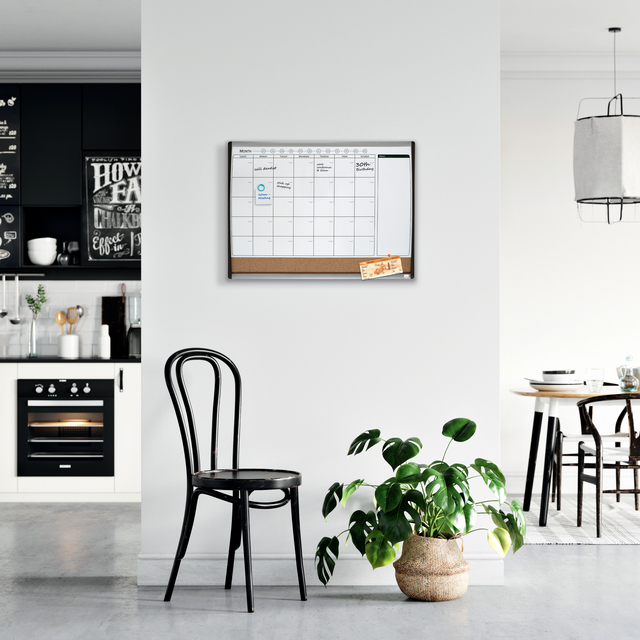Whiteboard Nobo magnetische planner met prikbord van kurk 58,5x43cm