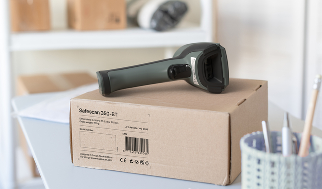handheld scanner, barcode scanner, ergonomic grip, USB wireless, box packaging