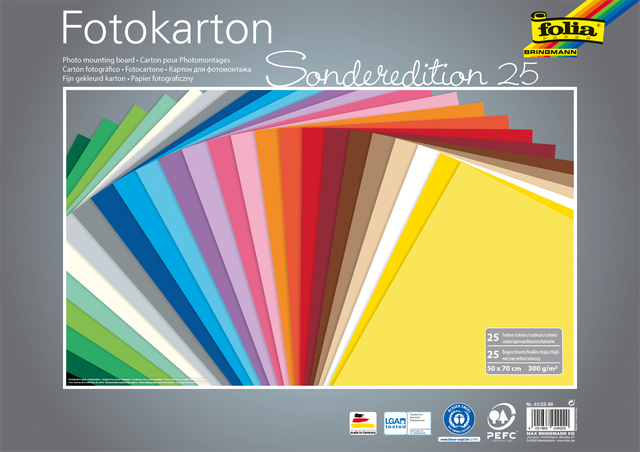 Fotokarton Folia 2-zijdig 50x70cm 300gr 25 vel assorti Fotokarton Folia 2-zijdig 50x70cm 300gr 25 vel assorti