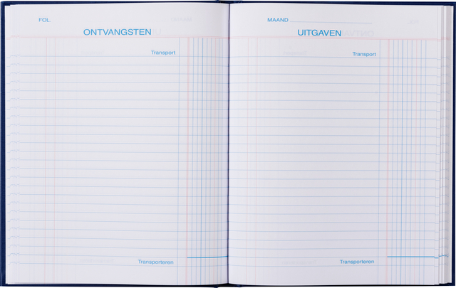 Kasboek 165x210mm 192blz 1 kolom blauw