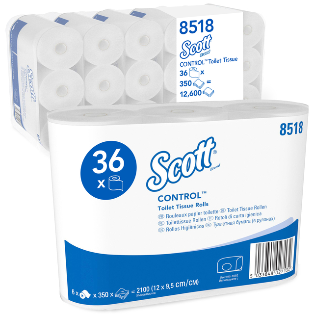Toiletpapier Scott Control 3-laags 350 vel wit 8518 Toiletpapier Scott Control 3-laags 350 vel wit 8518