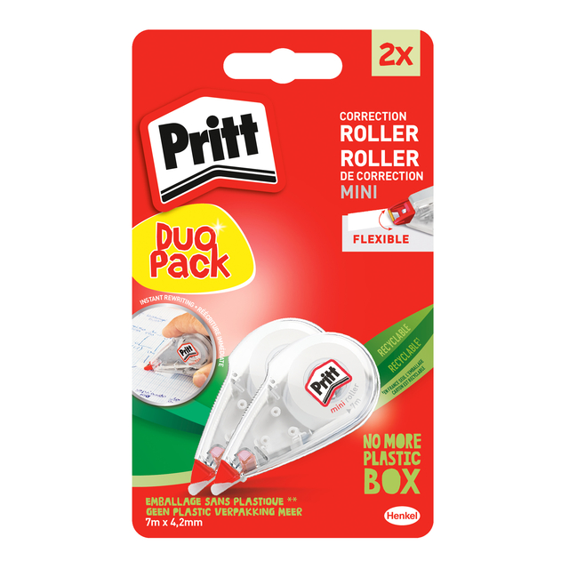 Correctietape Pritt Mini Flex 4.2mmx7m blister à 2 stuks Correctietape Pritt Mini Flex 4.2mmx7m blister à 2 stuks
