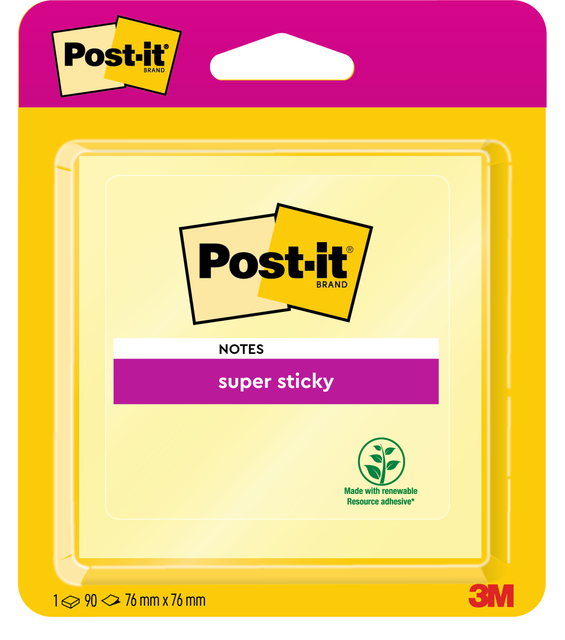 Memoblok Post-it 6920 Super Sticky 76x76mm geel