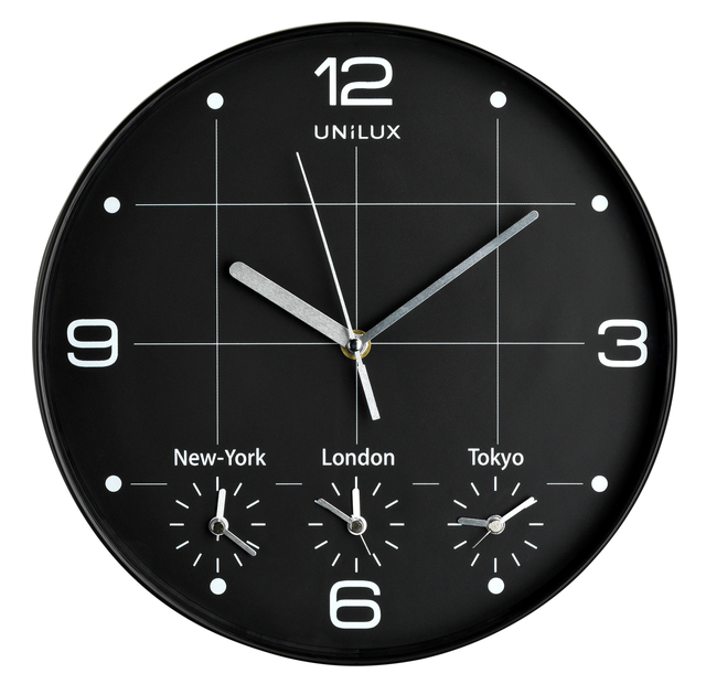 Wandklok Unilux On Time Ø 30.5cm zwart/wit Wandklok Unilux On Time Ø 30.5cm zwart/wit