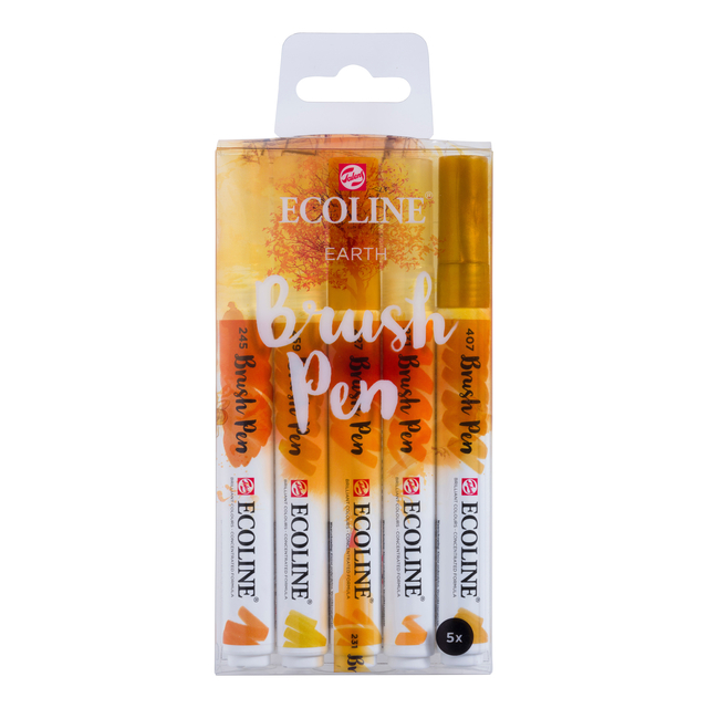 Brushpen Talens Ecoline set à 5 stuks aarde