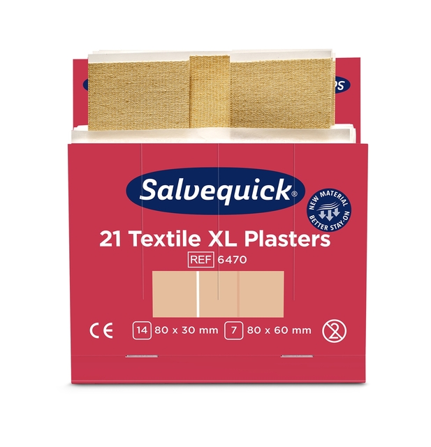 Pleisters Salvequick textiel extra groot 6x 21 stuks