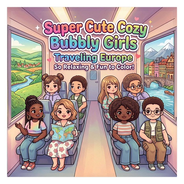 kinderboek, travel, bus, illustratie, meisjes