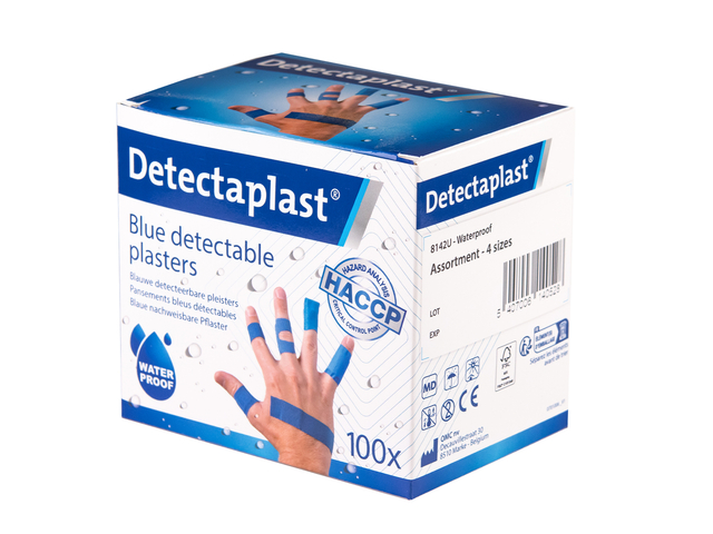 Waterafstotende blauwe pleister Detectaplast assorti 100 stuks Waterafstotende blauwe pleister Detectaplast assorti 100 stuks