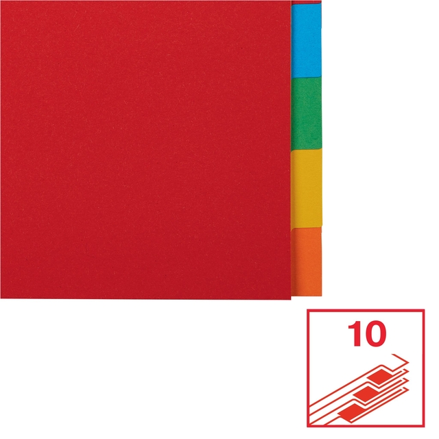 Tabbladen Esselte Economy A4 10-delig karton 11-rings assorti