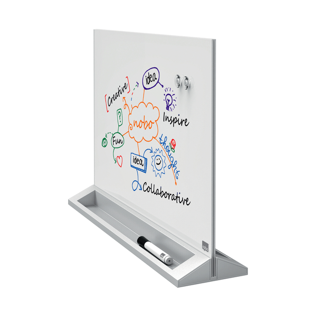 Desktop glasbord Nobo vrijstaand magnetisch 58,5x44,7cm