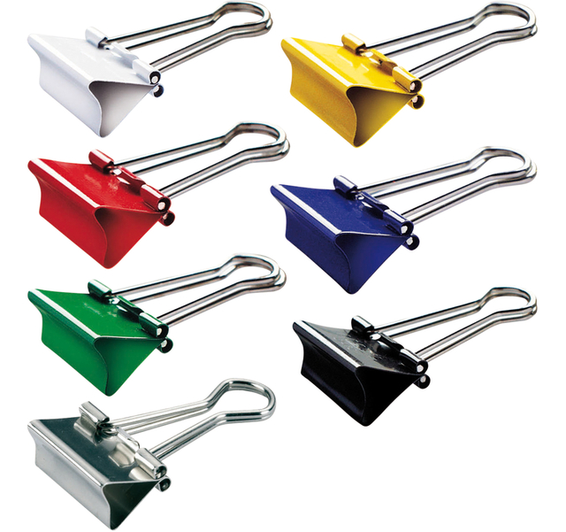 Papierklem MAUL 215 foldback 19mm capaciteit 7mm assorti 12 stuks Papierklem MAUL 215 foldback 19mm capaciteit 7mm assorti 12 stuks