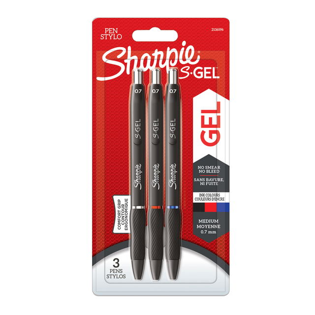 Gelschrijver Sharpie S-gel medium assorti blister à 3 stuks Gelschrijver Sharpie S-gel medium assorti blister à 3 stuks