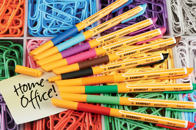 Rollerpen STABILO PointVisco 1099/10 fijn assorti etui à 10 stuks Rollerpen STABILO PointVisco 1099/10 fijn assorti etui à 10 stuks