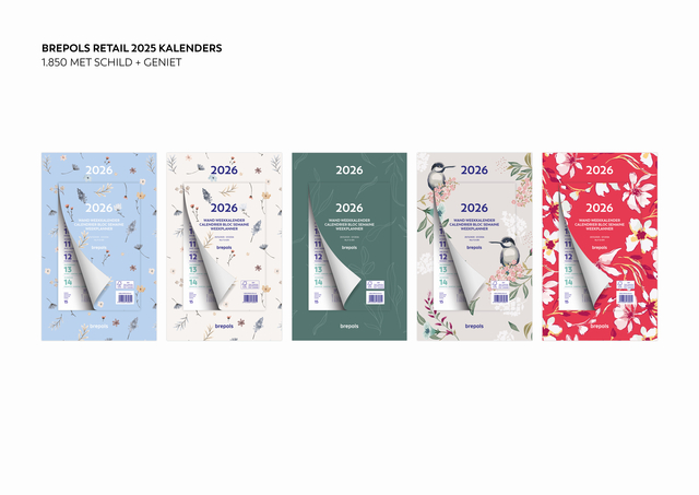 Weekkalender 2026 Brepols 190x130 7dagen/1pagina Fantasie assorti Weekkalender 2026 Brepols 190x130 7dagen/1pagina Fantasie assorti