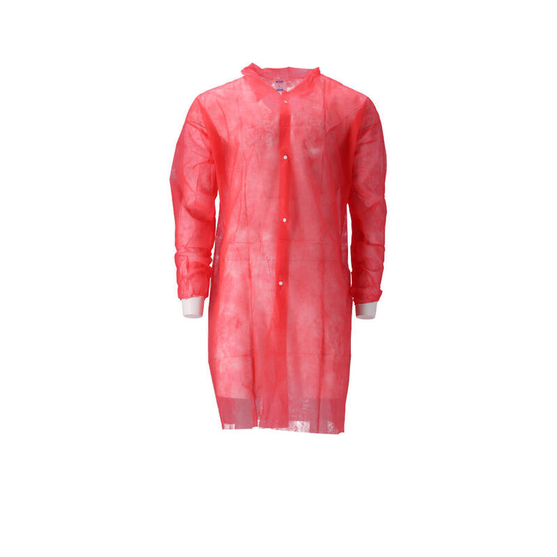 CMT PP Non-woven Jas Rood maat L drukknopen doos 100st CMT PP Non-woven Jas Rood maat L drukknopen doos 100st