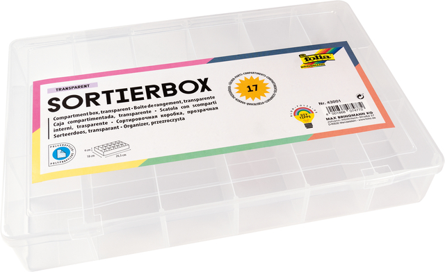 Opbergdoos Folia 17 vakken 18x26,5x4cm transparant Opbergdoos Folia 17 vakken 18x26,5x4cm transparant