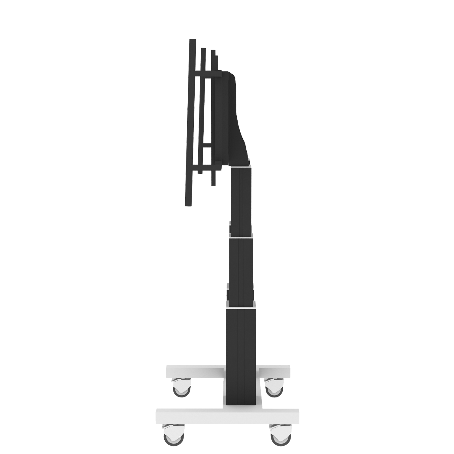 Elektrisch in hoogte verstelbare heavy duty XL tv-trolley, verrijdbaar monitorstatief met 70 cm slag en grote handgrepen