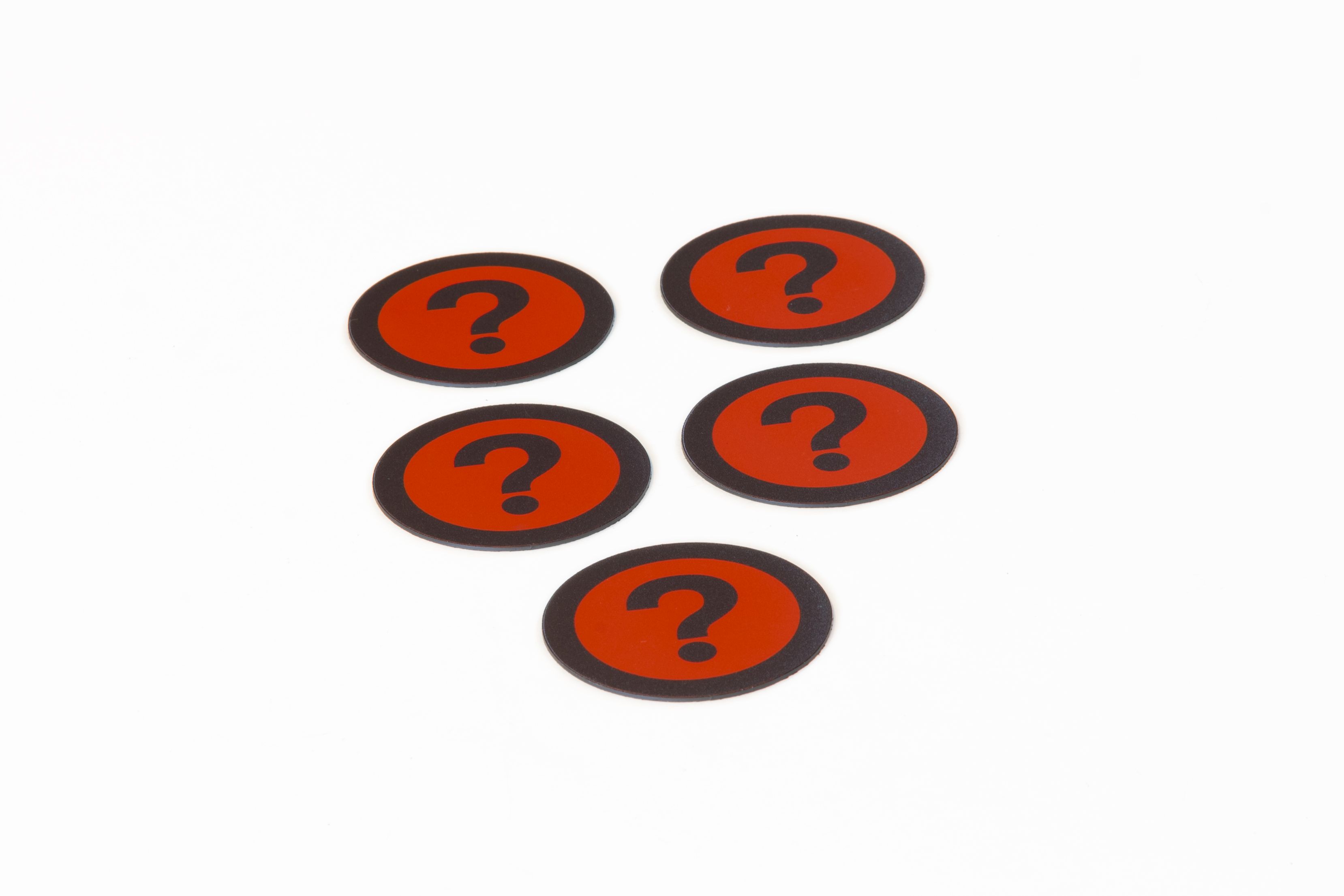Impressiemagneetfolie 'Vraagteken', rood, set van 5 - Ø50x0,85mm