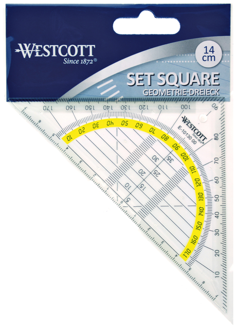 Geodriehoek Westcott 14cm transparant Geodriehoek Westcott 14cm transparant