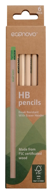 Potlood Econovo HB met gumtop blister à 6 stuks Potlood Econovo HB met gumtop blister à 6 stuks