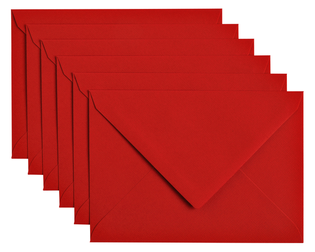 Envelop Papicolor C6 114x162mm rood pak à 6 stuks Envelop Papicolor C6 114x162mm rood pak à 6 stuks