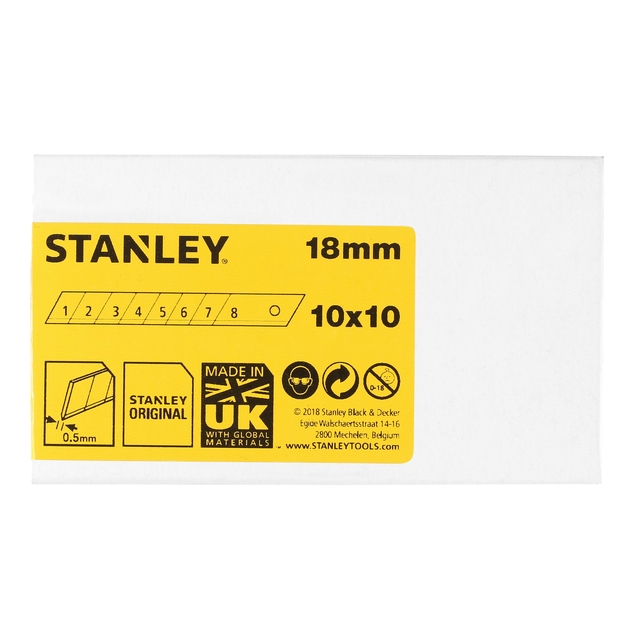 Afbreekmesjes Stanley 18mm 10 stuks x 10 Afbreekmesjes Stanley 18mm 10 stuks x 10