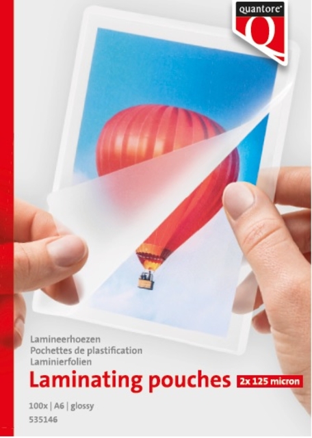 Lamineerhoes Quantore A6 2x125micron 100 stuks Lamineerhoes Quantore A6 2x125micron 100 stuks