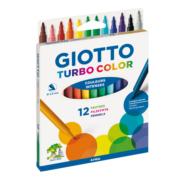 Viltstift Giotto Turbo Color set à 12 kleuren
