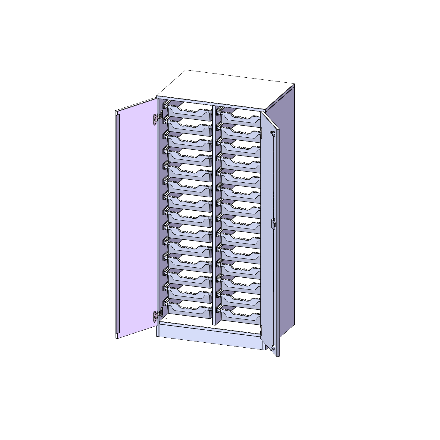 ErgoTray kast, twee rijen, 4 ordnerhoogtes - evo180 serie