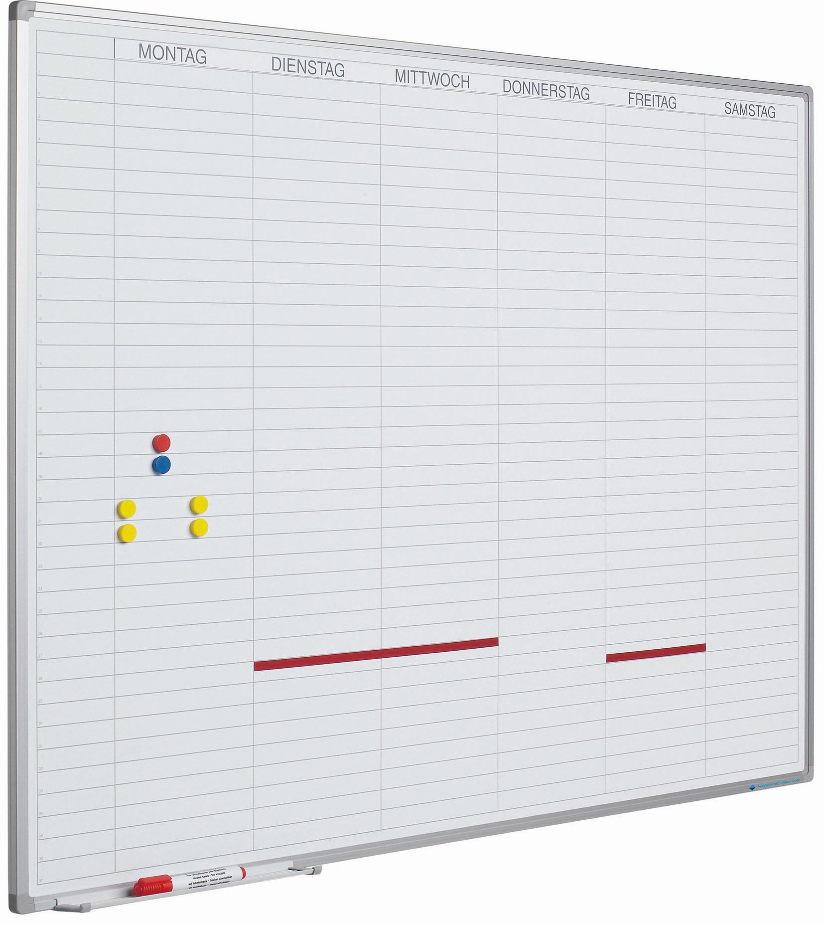 Planbord Softline profiel 8mm Werkdagen, DU incl. dagenstrook - 90x120 cm