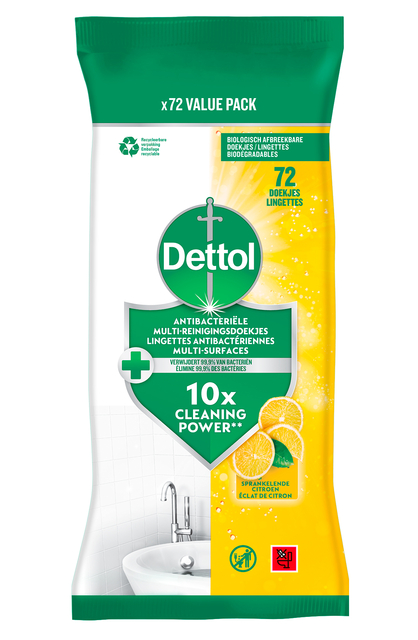 Reinigingsdoekjes Dettol antibacterieël Citrus 72 stuks Reinigingsdoekjes Dettol antibacterieël Citrus 72 stuks