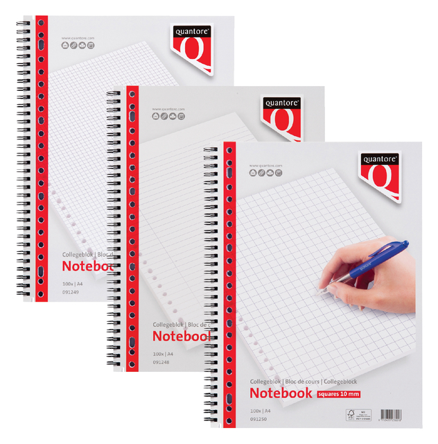 Collegeblok Quantore A4 lijn 23-gaats 100vel 70gr