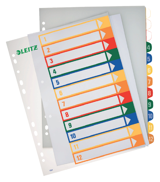Tabblad Leitz WOW A4+ 11-gaats 1-12 PP assorti Tabblad Leitz WOW A4+ 11-gaats 1-12 PP assorti